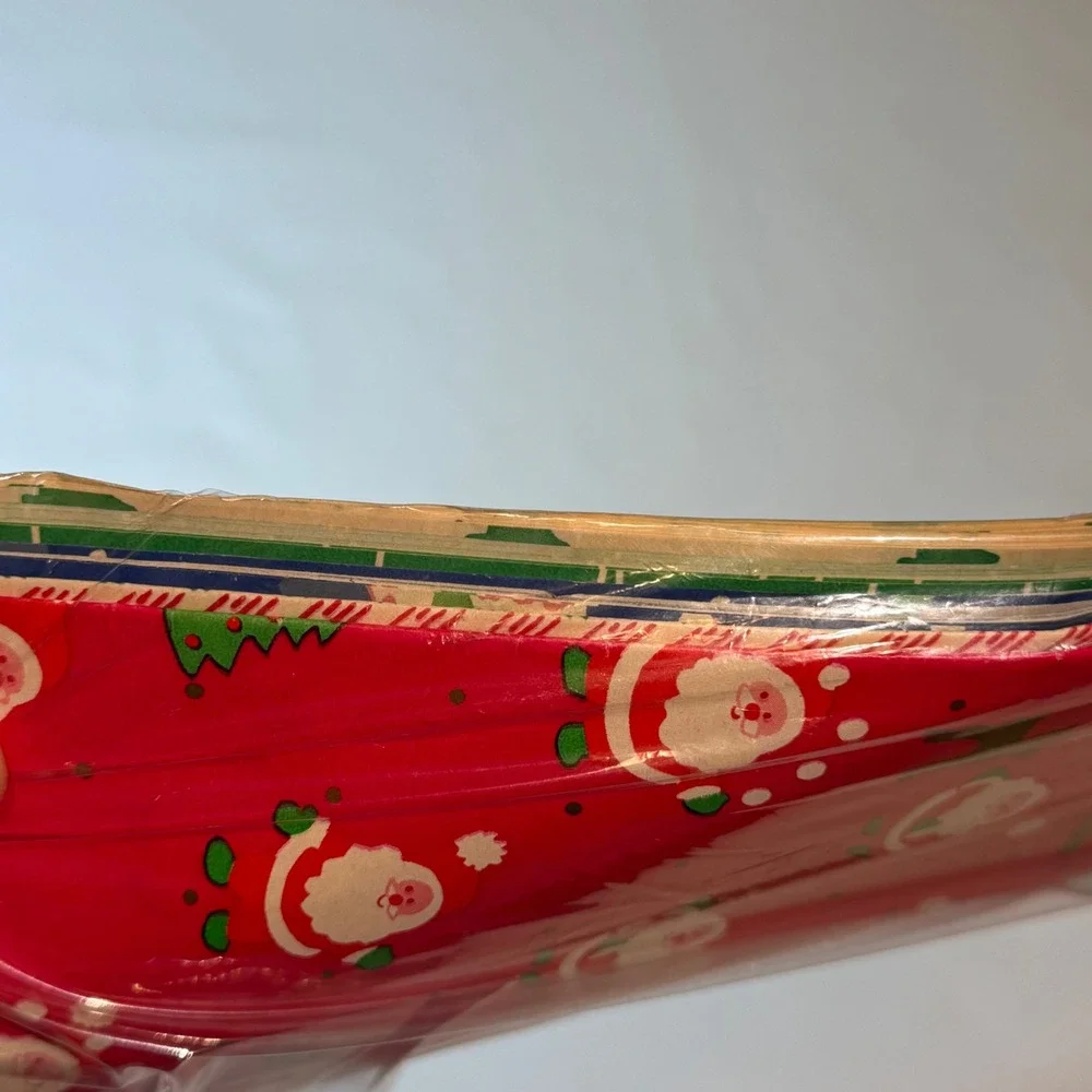 Vintage Christmas Gift Wrap 10 Sheets‎ 5 Designs Santa Trees 36 Sq Ft New